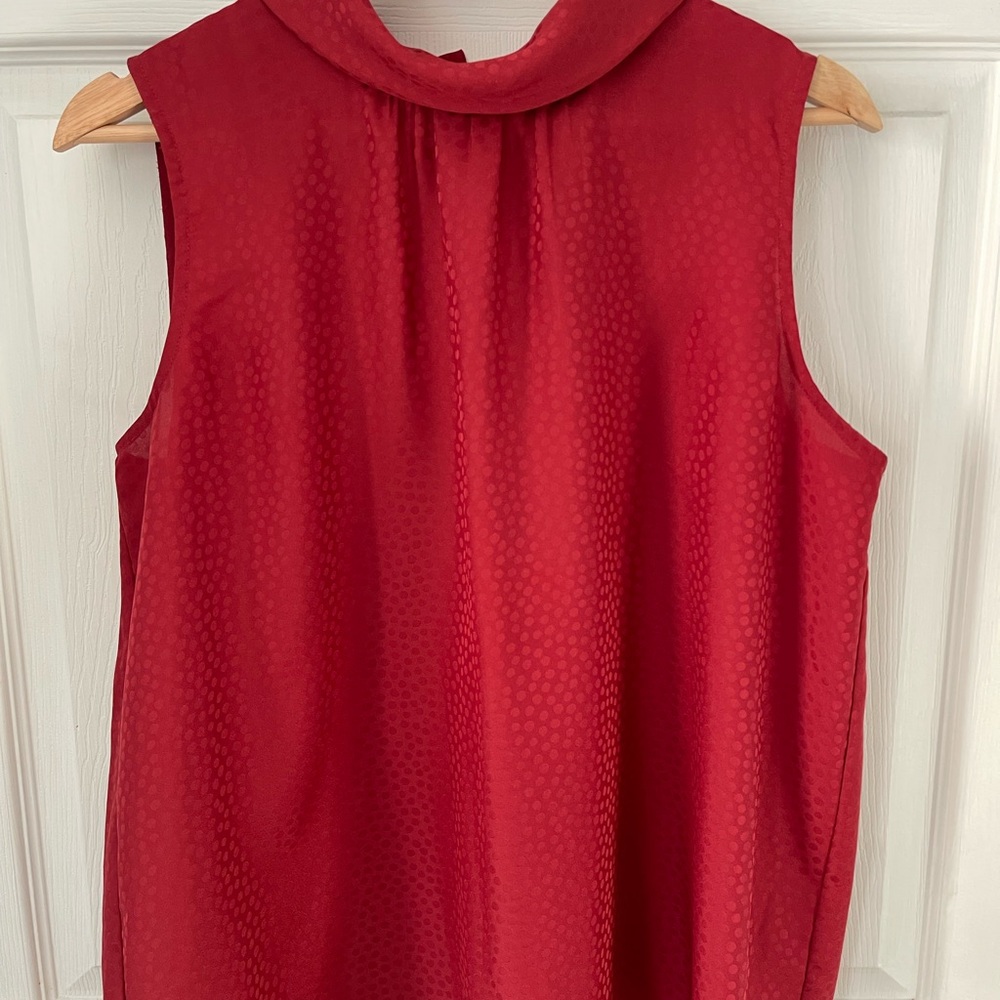 Ann Taylor Large Petite, Red Orange Sleeveless Blouse